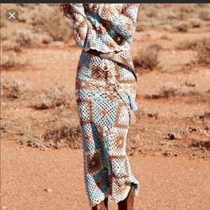 Spell Maxi Skirt in Blue and Brown RARE!